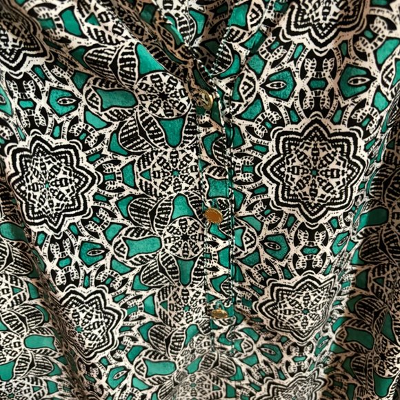 DANA Buchman Black and Green V-Neck Blouse sz M - Picture 8 of 13